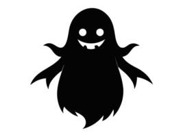 Black silhouette of a ghost isolated on white background. Concept of spooky spirit, Halloween symbol, minimalist design, cute phantom. Print, icon, design element. vector