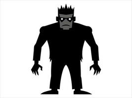 Black silhouette of Frankenstein monster isolated on a white background. Concept of Halloween, horror character, comic style, spooky creature. Print, icon, design element vector