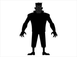 Black silhouette of Frankenstein monster isolated on a white background. Concept of Halloween, horror character, comic style, spooky creature. Print, icon, design element vector