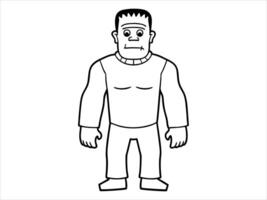 Black outline of Frankenstein monster isolated on a white background. Concept of Halloween, horror character, comic style, spooky creature. Print, icon, design element vector