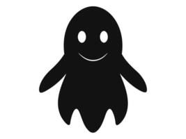 Black silhouette of a ghost isolated on white background. Concept of spooky spirit, Halloween symbol, minimalist design, cute phantom. Print, icon, design element. vector