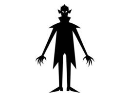 Black silhouette of a whimsical monster isolated on a white background. Concept of Halloween monster, spooky creature, minimalist style, fantasy icon. Print, icon, design element. vector