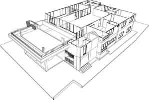 3D illustration of building project vector