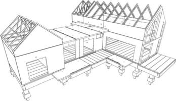 3D illustration of building structure vector