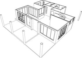 3D illustration of building project vector