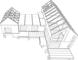 3D illustration of building structure vector