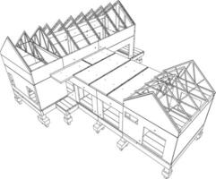 3D illustration of building structure vector