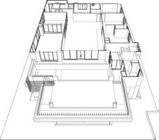 3D illustration of building project vector