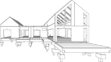 3D illustration of building structure vector