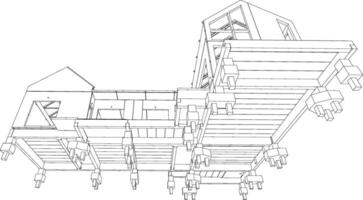 3D illustration of building structure vector