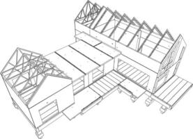 3D illustration of building structure vector