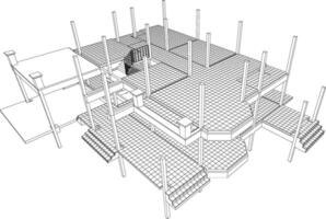 3D illustration of building project vector