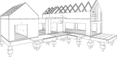 3D illustration of building structure vector