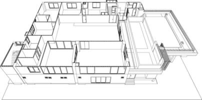 3D illustration of building project vector