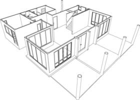 3D illustration of building project vector