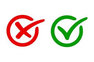 Checkmark and cross button sign vector