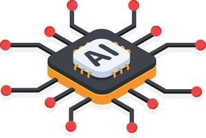 Isometric AI Processor vector
