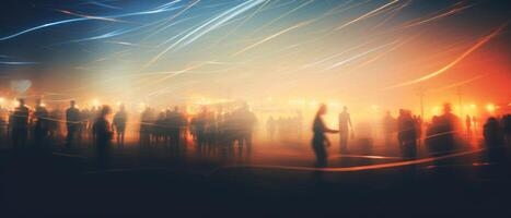 Blurred atmosphere of a beach party. . photo