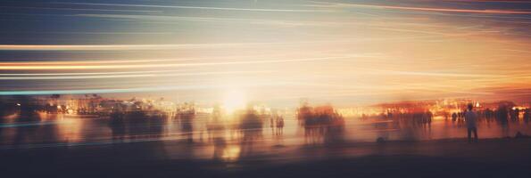 Blurred atmosphere of a beach party. . photo