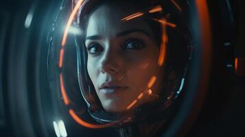 Portrait of a woman in a spaceship. . photo