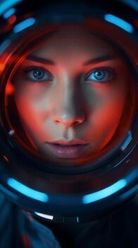 Portrait of a woman in a spaceship. . photo