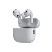 White earbuds in transparent background side view png