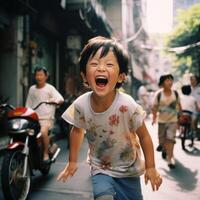 Joyful and smiling children. . photo