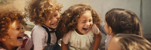 Joyful and smiling children. . photo