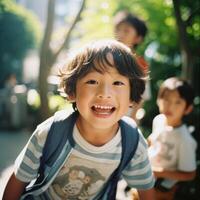 Joyful and smiling children. . photo