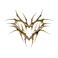 3d cromada metal efeito neo tribal ano 2000 gótico estilo tatuagem. cyber sigilo coração Projeto. png