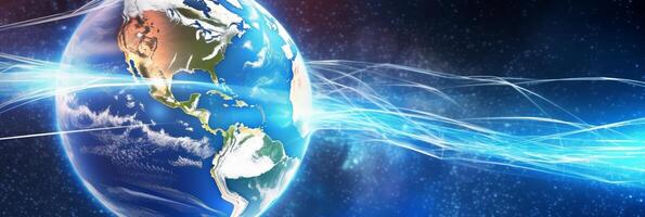 Internet concept of global business, ideas of conducting business operations and transactions on a global scale, e-commerce, digital marketing, online payments, remote collaboration. . photo