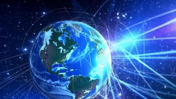 Internet concept of global business, ideas of conducting business operations and transactions on a global scale, e-commerce, digital marketing, online payments, remote collaboration. . photo