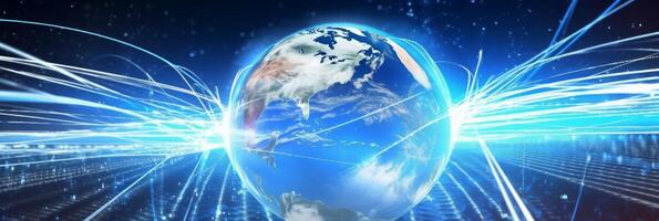 Internet concept of global business, ideas of conducting business operations and transactions on a global scale, e-commerce, digital marketing, online payments, remote collaboration. . photo
