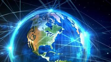 Internet concept of global business, ideas of conducting business operations and transactions on a global scale, e-commerce, digital marketing, online payments, remote collaboration. . photo