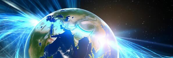 Internet concept of global business, ideas of conducting business operations and transactions on a global scale, e-commerce, digital marketing, online payments, remote collaboration. . photo