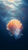 Sea shell in water. . photo