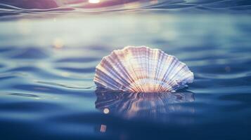 Sea shell in water. . photo