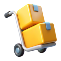 Boxes with Trolley 3d Asset png