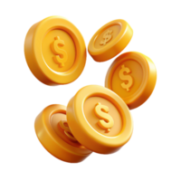 Flying Dollar Coins 3d Render png