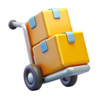 Boxes with Trolley 3d Object png