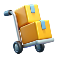 Boxes with Trolley 3d Render png