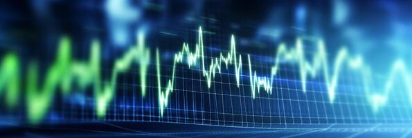Blue-Green Tech Cardiograph. . photo