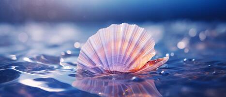 Sea shell in water. . photo