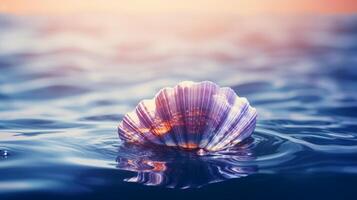 Sea shell in water. . photo