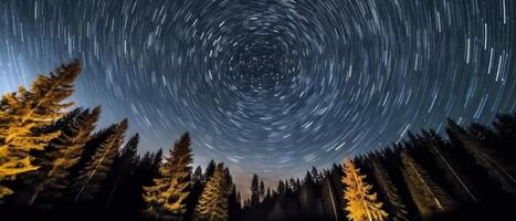 Spectacular stars at night with the North Star shining brightly. . photo