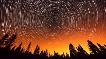 Spectacular stars at night with the North Star shining brightly. . photo
