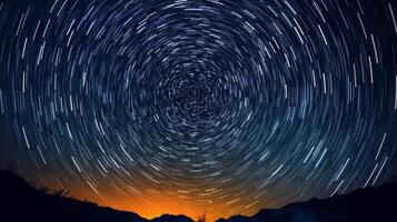 Spectacular stars at night with the North Star shining brightly. . photo