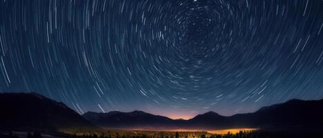 Spectacular stars at night with the North Star shining brightly. . photo
