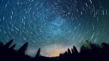 Spectacular stars at night with the North Star shining brightly. . photo