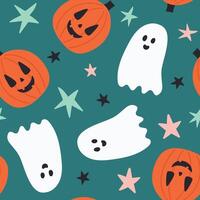 Pumpkin Ghost Pattern Halloween Pumpkin Background Ghost Seamless Pattern vector